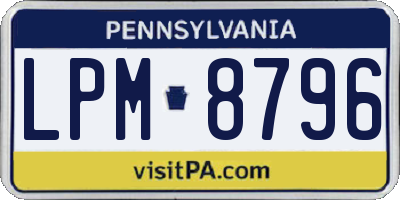 PA license plate LPM8796