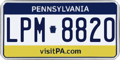 PA license plate LPM8820