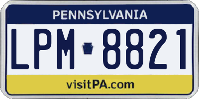 PA license plate LPM8821