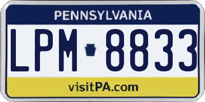 PA license plate LPM8833