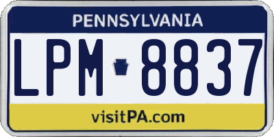 PA license plate LPM8837