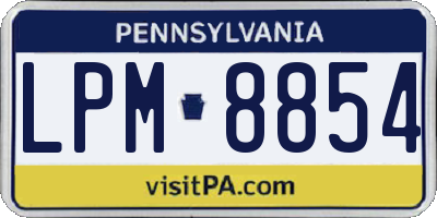 PA license plate LPM8854