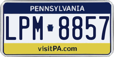 PA license plate LPM8857