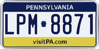 PA license plate LPM8871