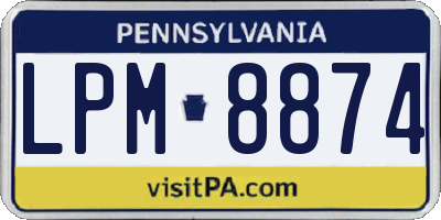 PA license plate LPM8874