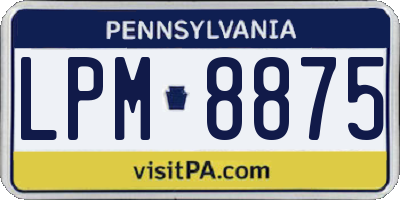 PA license plate LPM8875