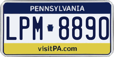 PA license plate LPM8890