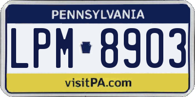 PA license plate LPM8903