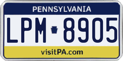 PA license plate LPM8905