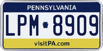 PA license plate LPM8909