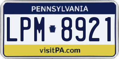 PA license plate LPM8921