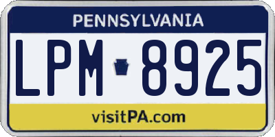 PA license plate LPM8925