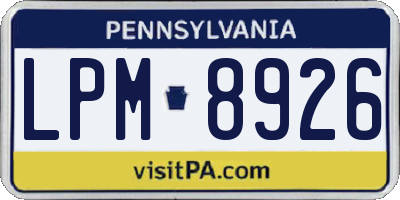 PA license plate LPM8926