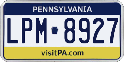 PA license plate LPM8927