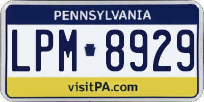 PA license plate LPM8929
