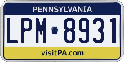 PA license plate LPM8931