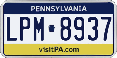 PA license plate LPM8937