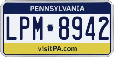 PA license plate LPM8942