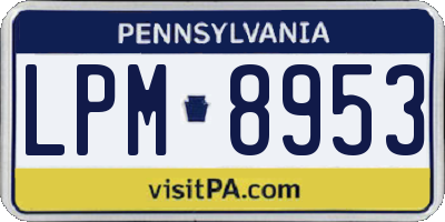PA license plate LPM8953