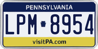 PA license plate LPM8954