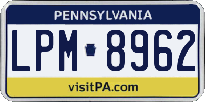 PA license plate LPM8962