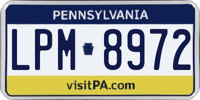 PA license plate LPM8972