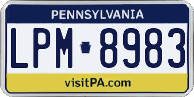 PA license plate LPM8983