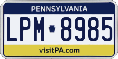 PA license plate LPM8985