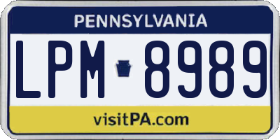 PA license plate LPM8989