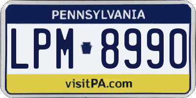 PA license plate LPM8990