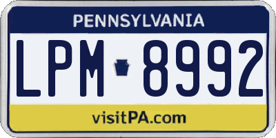 PA license plate LPM8992