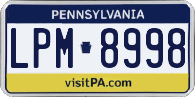 PA license plate LPM8998
