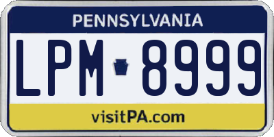 PA license plate LPM8999