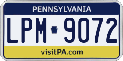 PA license plate LPM9072