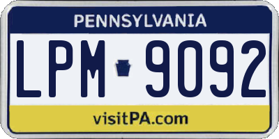 PA license plate LPM9092