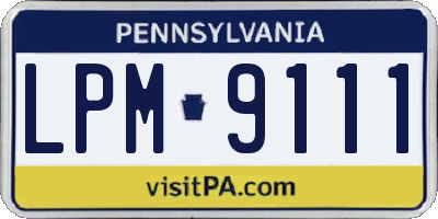 PA license plate LPM9111