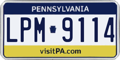 PA license plate LPM9114