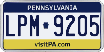PA license plate LPM9205
