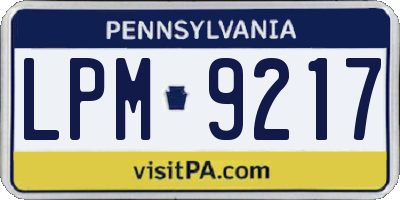 PA license plate LPM9217
