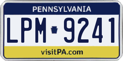 PA license plate LPM9241