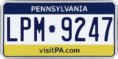 PA license plate LPM9247