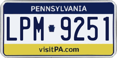 PA license plate LPM9251