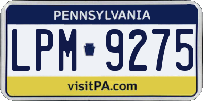 PA license plate LPM9275