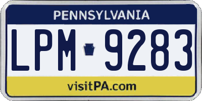 PA license plate LPM9283