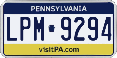 PA license plate LPM9294