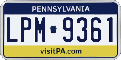 PA license plate LPM9361