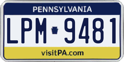 PA license plate LPM9481