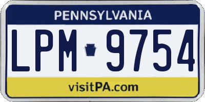 PA license plate LPM9754