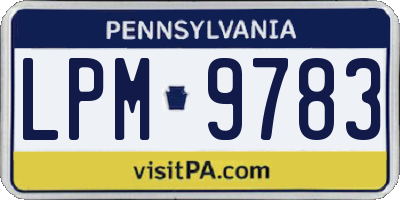 PA license plate LPM9783