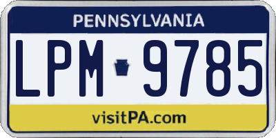 PA license plate LPM9785